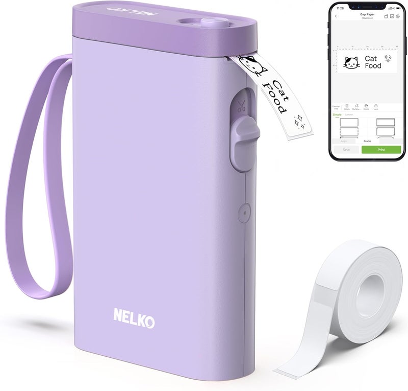 Nelko Label Maker Machine with Tape, P21 Bluetooth Label Printer, Wireless Mini Label Makers with Multiple Templates for School Office Home, Purple - Image 1